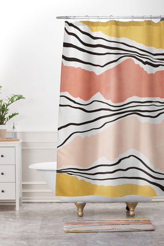 Viviana Gonzalez Modern irregular Stripes 01 Shower Curtain And Mat