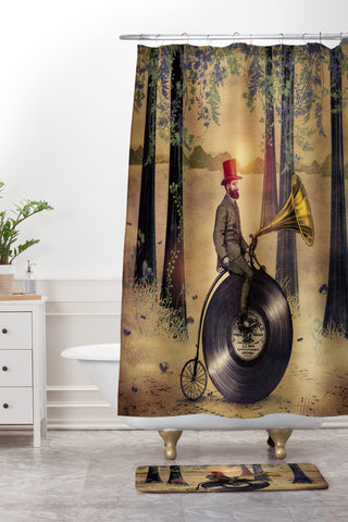 Viviana Gonzalez Music man in the forest Shower Curtain And Mat
