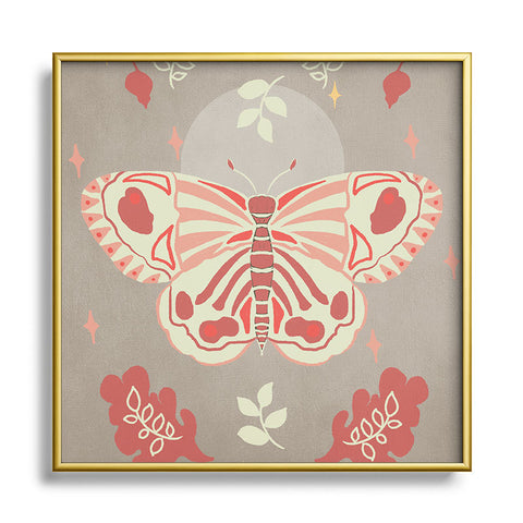 Viviana Gonzalez Vintage Butterfly 02 Square Metal Framed Art Print