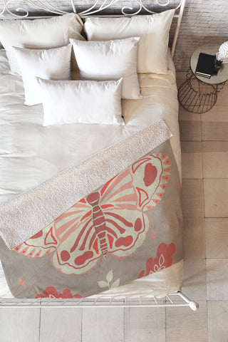 Viviana Gonzalez Vintage Butterfly 02 Fleece Throw Blanket