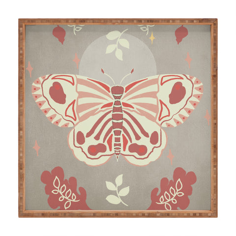Viviana Gonzalez Vintage Butterfly 02 Square Tray
