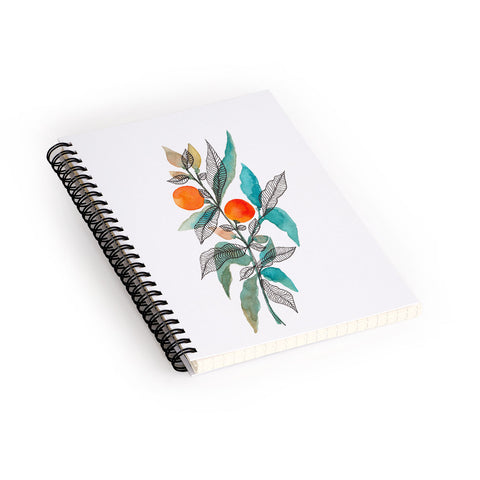 Viviana Gonzalez Watercolor ink leaves III Spiral Notebook