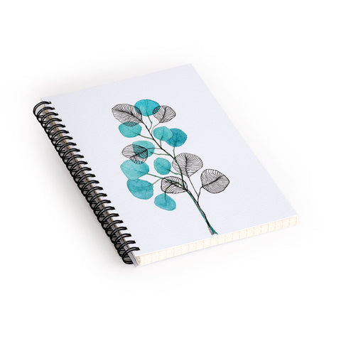 Viviana Gonzalez Watercolor ink leaves Spiral Notebook