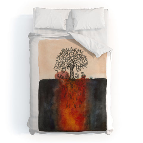 Viviana Gonzalez Watercolor Lone Tree Duvet Cover
