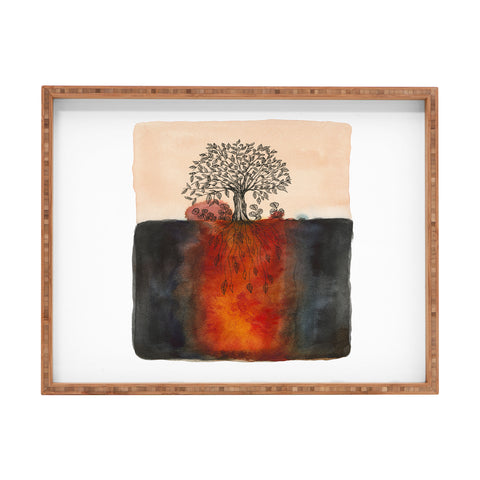 Viviana Gonzalez Watercolor Lone Tree Rectangular Tray