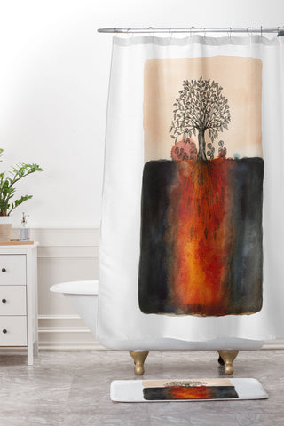 Viviana Gonzalez Watercolor Lone Tree Shower Curtain And Mat