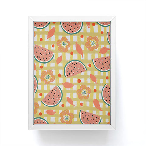 Viviana Gonzalez Watermelon And Flowers Framed Mini Art Print