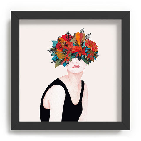 Viviana Gonzalez Woman in flowers watercolor 3 Recessed Framing Square