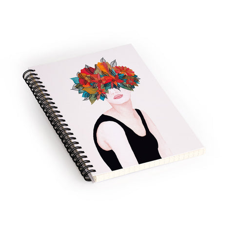 Viviana Gonzalez Woman in flowers watercolor 3 Spiral Notebook