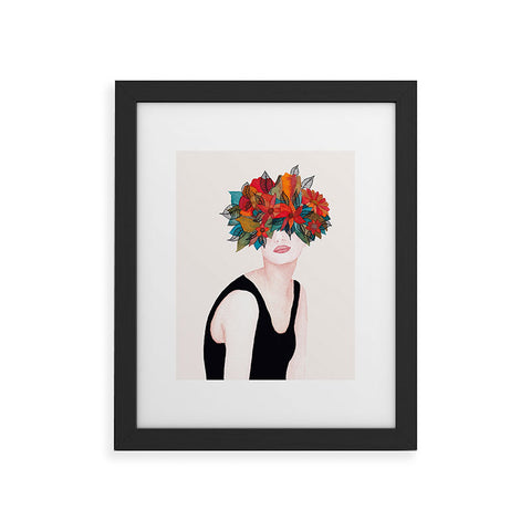 Viviana Gonzalez Woman in flowers watercolor 3 Framed Art Print