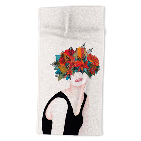 Viviana Gonzalez Woman in flowers watercolor 3 Beach Towel
