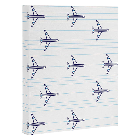 Vy La Airplanes And Stripes Art Canvas