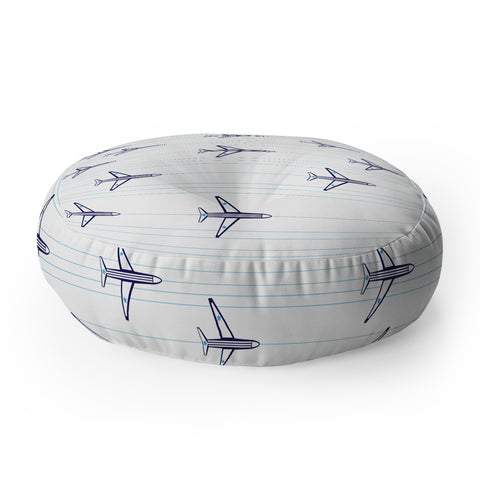 Vy La Airplanes And Stripes Floor Pillow Round