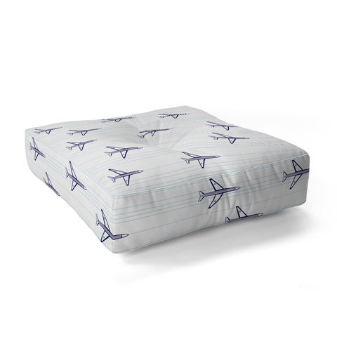 Vy La Airplanes And Stripes Floor Pillow Square