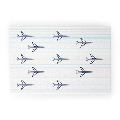 Vy La Airplanes And Stripes Welcome Mat