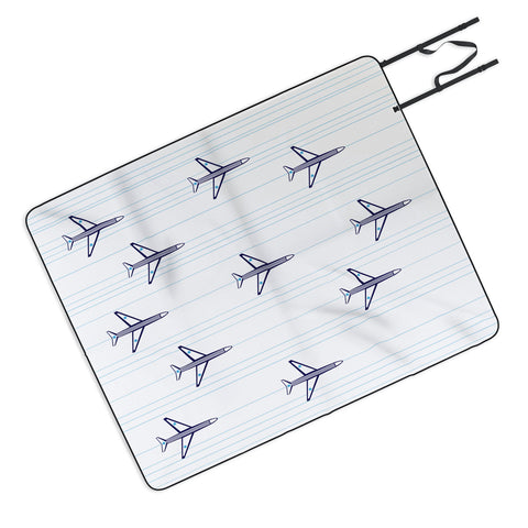Vy La Airplanes And Stripes Picnic Blanket