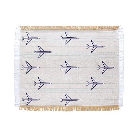 Vy La Airplanes And Stripes Throw Blanket