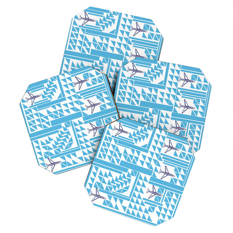 Vy La Airplanes And Triangles Coaster Set