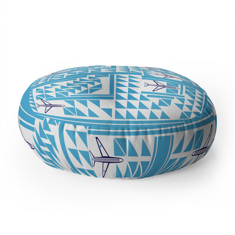 Vy La Airplanes And Triangles Floor Pillow Round