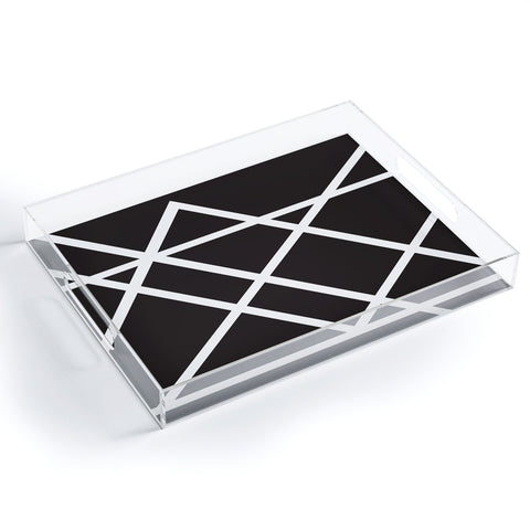 Vy La Black and White Lines Acrylic Tray