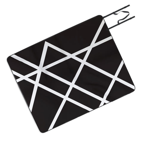Vy La Black and White Lines Picnic Blanket