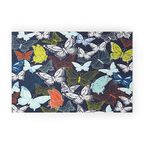 Vy La Butterfly Sky Navy Welcome Mat