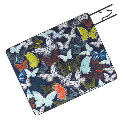 Vy La Butterfly Sky Navy Picnic Blanket