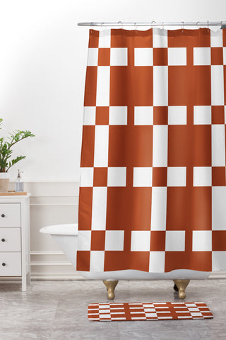 Vy La Cross Rust Shower Curtain And Mat
