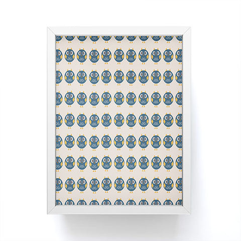 Vy La Geo Owl Print Blue Framed Mini Art Print