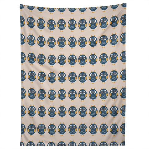 Vy La Geo Owl Print Blue Tapestry