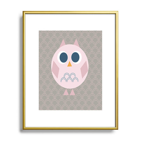 Vy La Geo Owl Solo Pink Metal Framed Art Print
