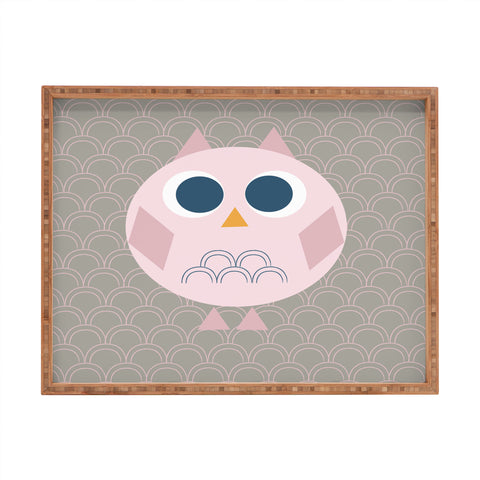 Vy La Geo Owl Solo Pink Rectangular Tray