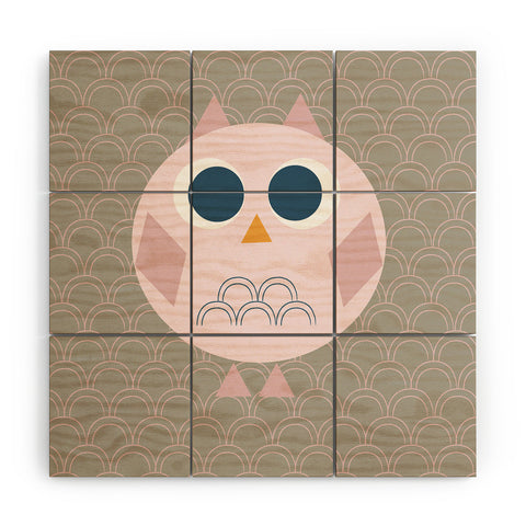 Vy La Geo Owl Solo Pink Wood Wall Mural