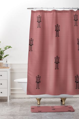 Vy La robot stripe custom Shower Curtain And Mat