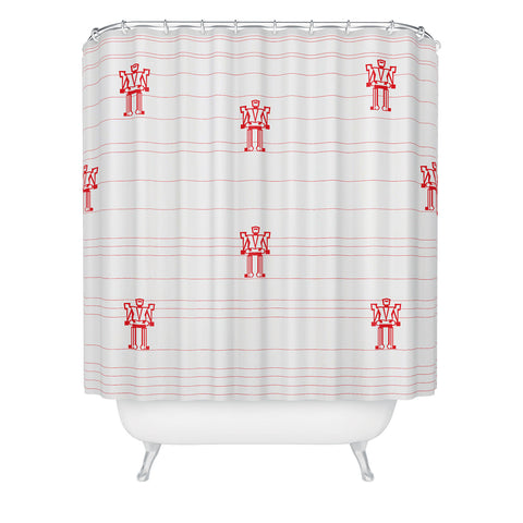 Vy La Robots And Stripes Shower Curtain