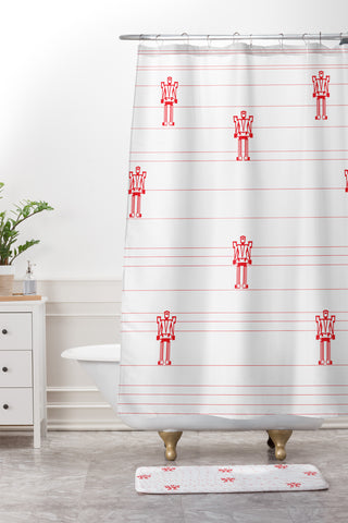 Vy La Robots And Stripes Shower Curtain And Mat