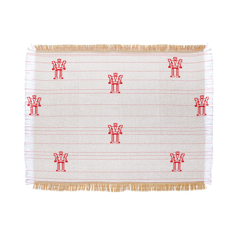 Vy La Robots And Stripes Throw Blanket