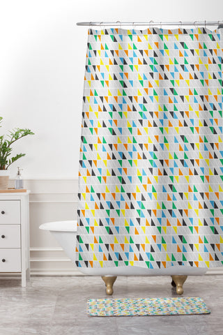 Vy La Triangles Train Shower Curtain And Mat