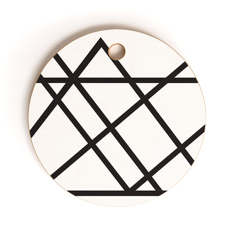 Vy La White and Black Lines Cutting Board Round