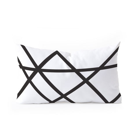 Vy La White and Black Lines Oblong Throw Pillow