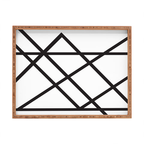 Vy La White and Black Lines Rectangular Tray