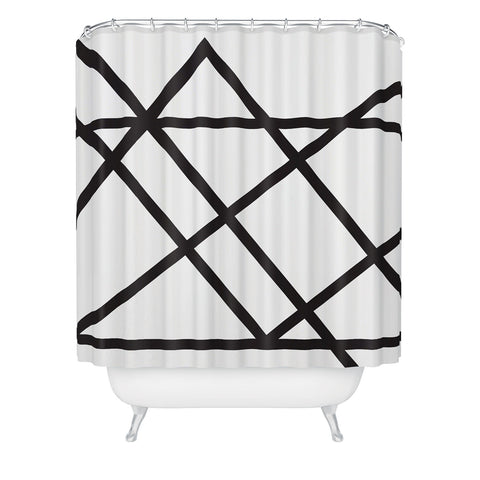 Vy La White and Black Lines Shower Curtain