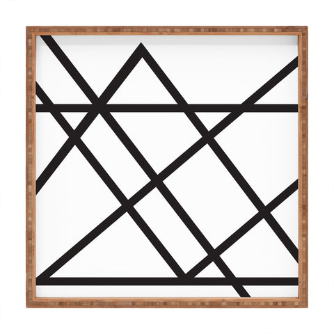 Vy La White and Black Lines Square Tray
