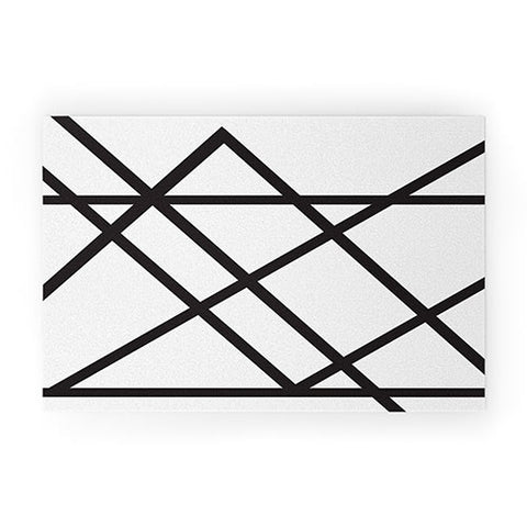 Vy La White and Black Lines Welcome Mat