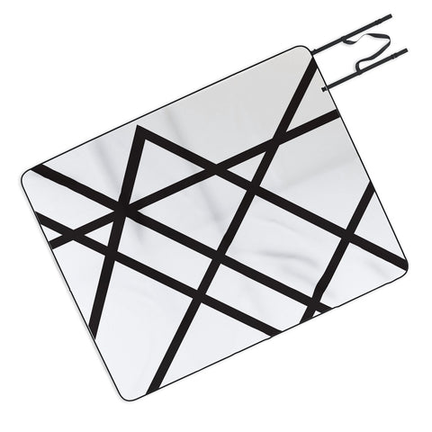 Vy La White and Black Lines Picnic Blanket