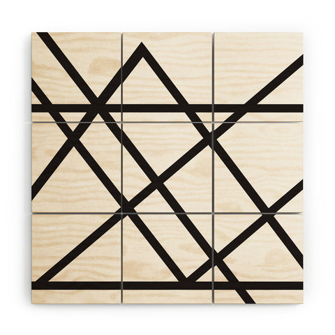 Vy La White and Black Lines Wood Wall Mural