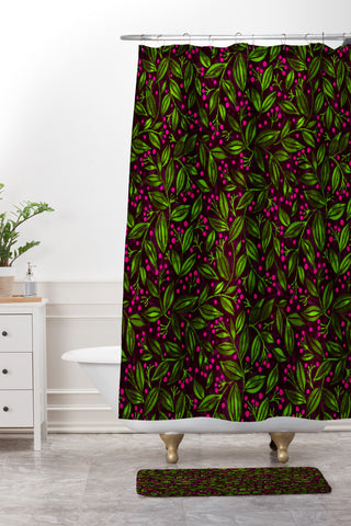 Wagner Campelo Berries And Leaves 2 Shower Curtain And Mat