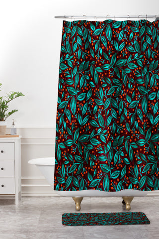 Wagner Campelo Berries And Leaves 4 Shower Curtain And Mat