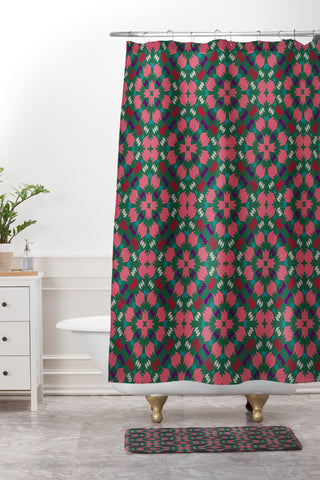 Wagner Campelo FREE NOMADIC CORAL Shower Curtain And Mat