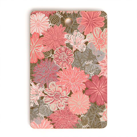 Wagner Campelo GARDEN BLOSSOMS BROWN Cutting Board Rectangle